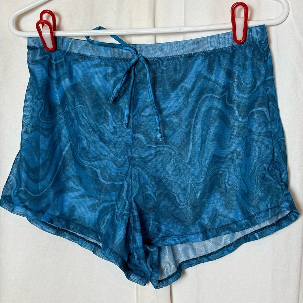 Ocean Blue Wave Women's Sz‎ L 3 Pc Bikini Set Top, Bikini Bottom & Cover Shorts